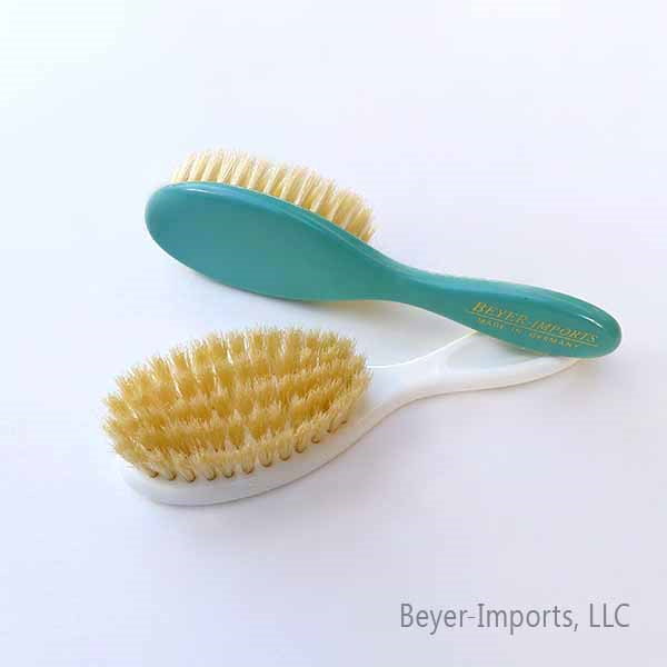 Baby Hair Brush w/ Natural Bristles (100% Boar), white or peppermint #001-WP