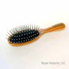 Mini Paddle Hairbrush w/ Metal Bristles, Knobs - Olive wood #064-M